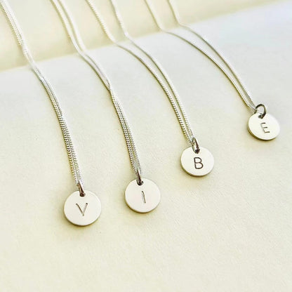 Silver Letter pendant on a silver necklace